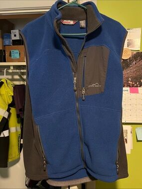Eddie Bauer Royal Blue and Gray Zip Fleece Vest